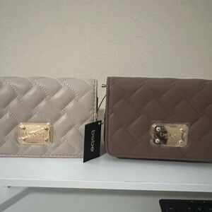 Bebe Quilted Clutch Set - Cream and Brown